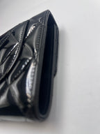 Chanel Classic Quilted Flap Wallet / Medium Wallet in Black Patent Leather with Silver Hardware