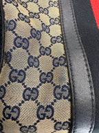 Gucci Vintage Web Boston Bag – Navy GG Canvas – Authentic Pre-owned Sherry Line Satchel