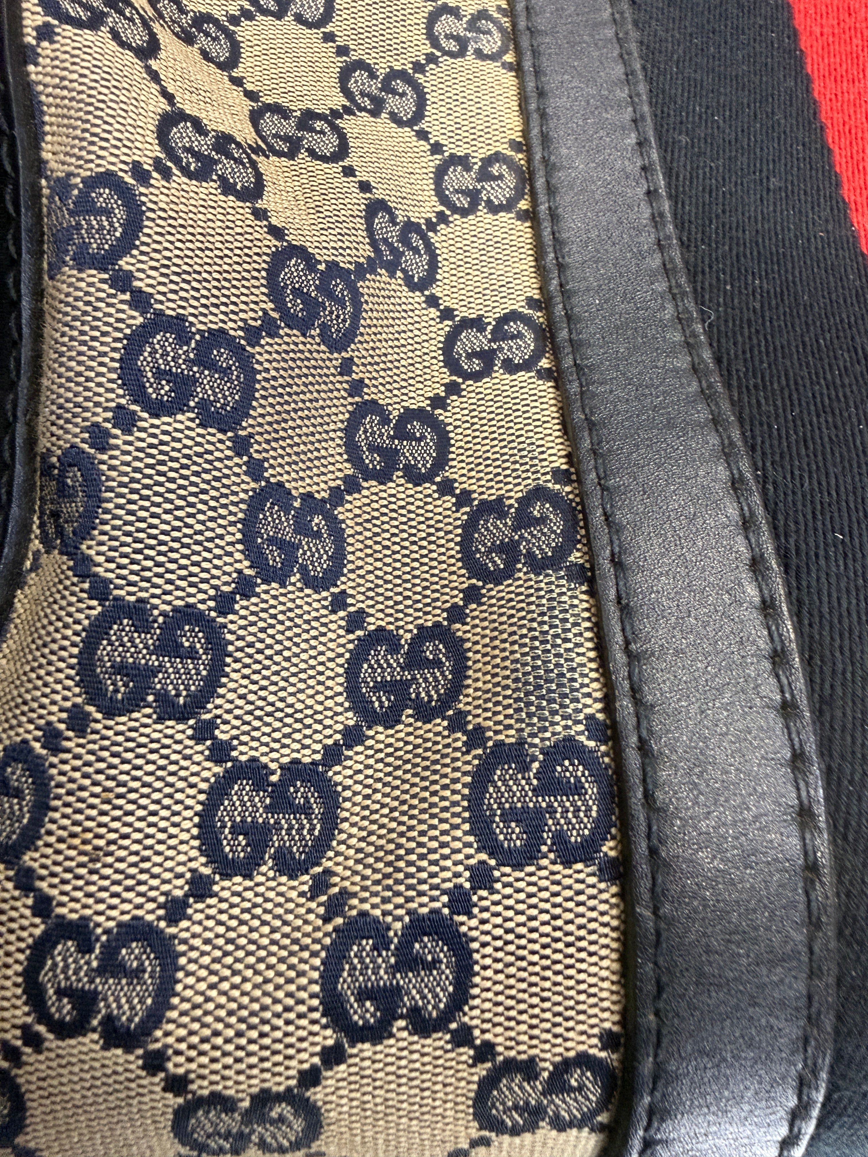Gucci Vintage Web Boston Bag – Navy GG Canvas – Authentic Pre-owned Sherry Line Satchel