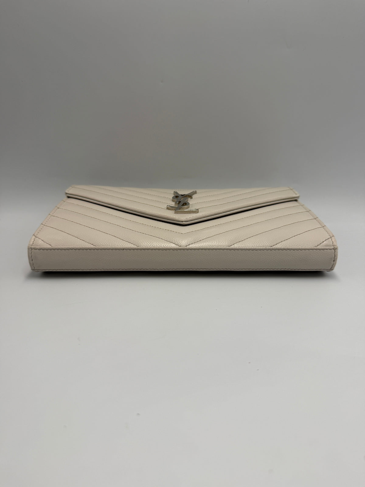Saint Laurent Cassandre Envelope Chain Wallet / Shoulder Bag in Light Greige Matelassé Leather