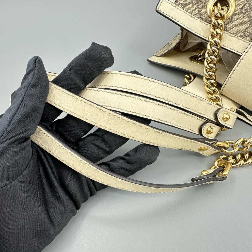 Gucci Padlock GG Supreme Medium Shoulder Bag – White Leather Trim