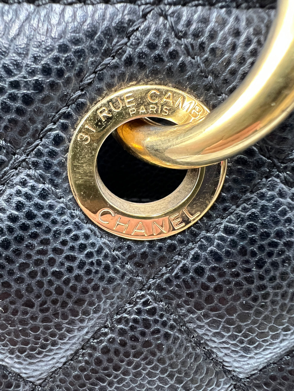 Chanel Black Caviar Leather Grand Shopping Tote-Pre-owned
