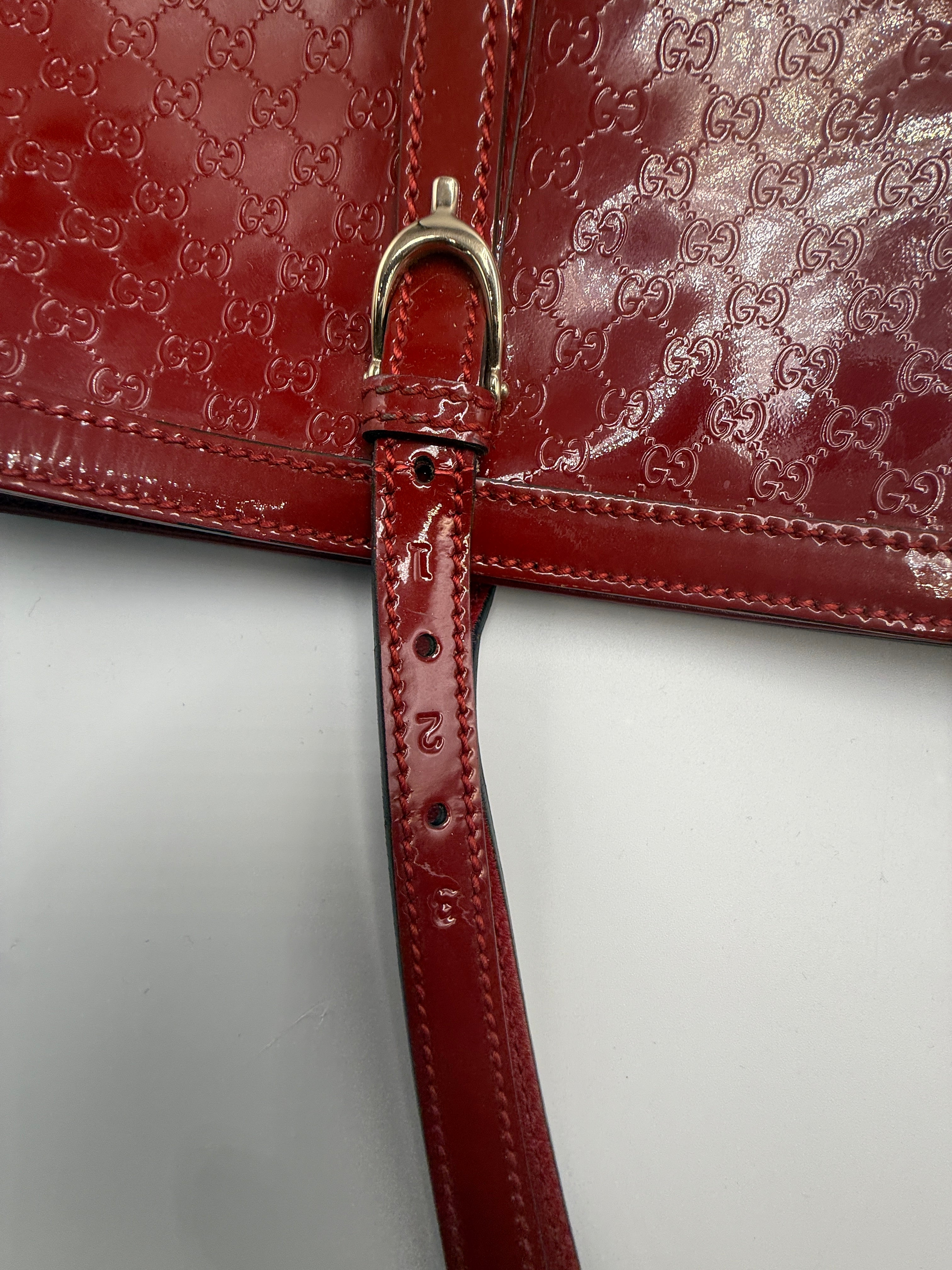 Gucci Red Guccissima Patent Leather Tote Bag