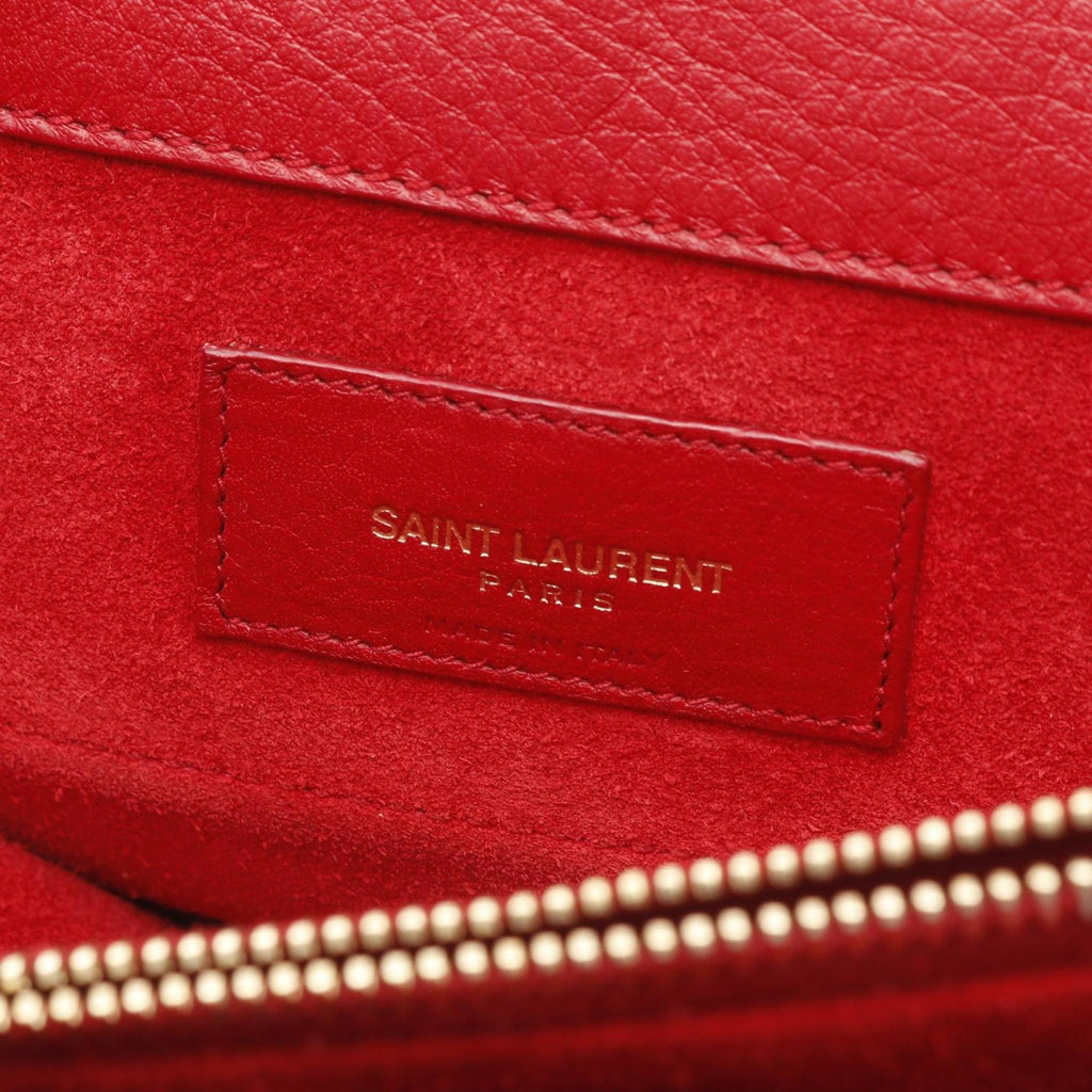 Yves Saint Laurent (YSL) Muse Two Bag in Red Textured Leather