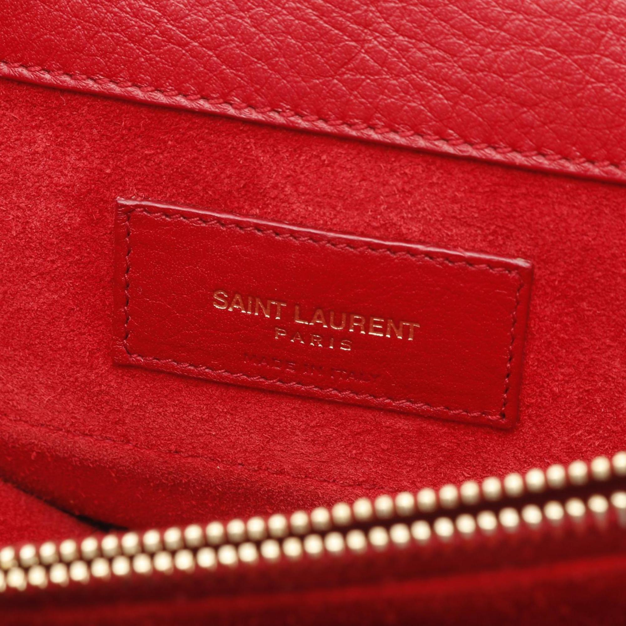 Yves Saint Laurent (YSL) Muse Two Bag in Red Textured Leather