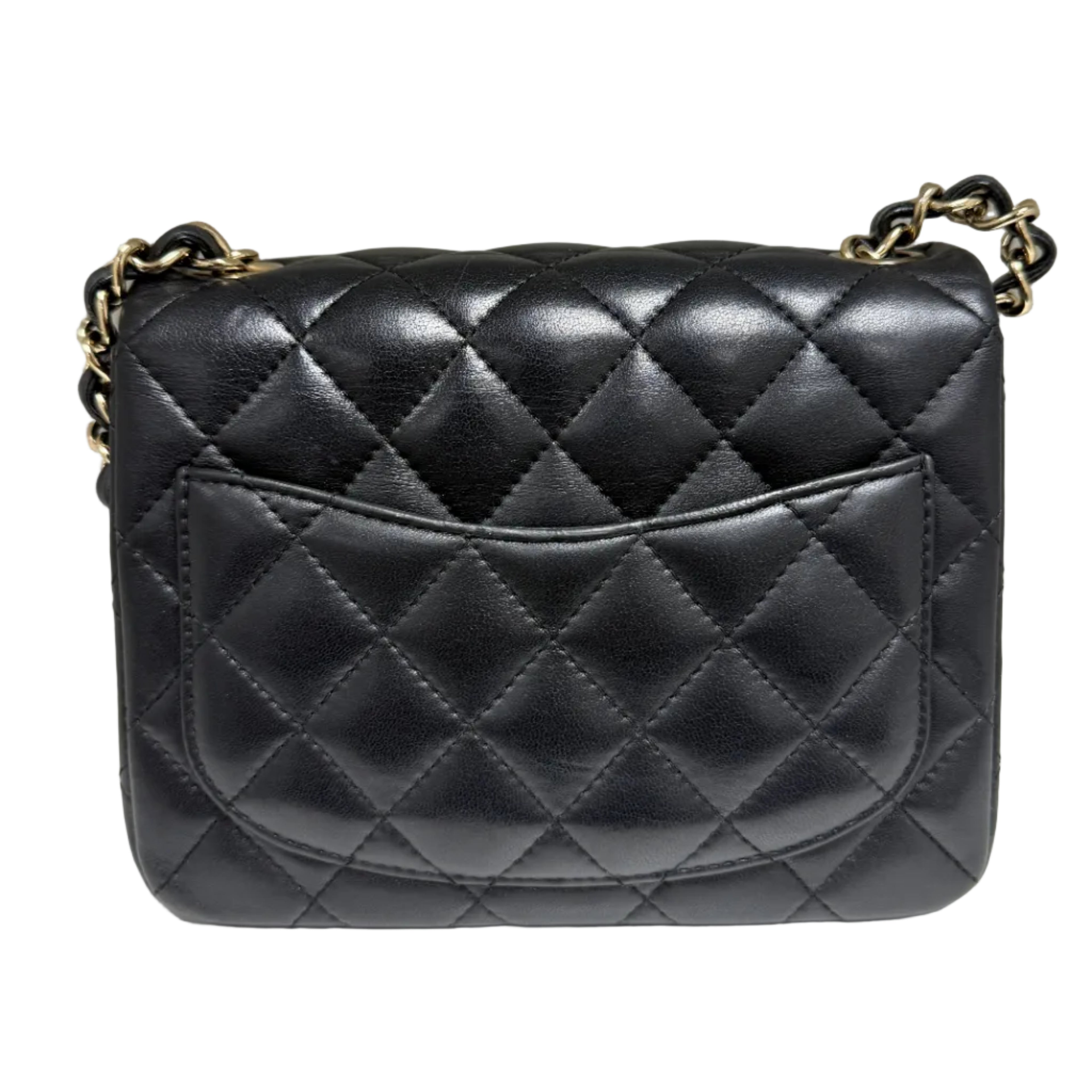Chanel Classic Square Mini Flap Bag in Black Lambskin with Gold Hardware