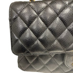 Chanel Medium Classic Double Flap Bag Black Caviar Leather Gold Hardware