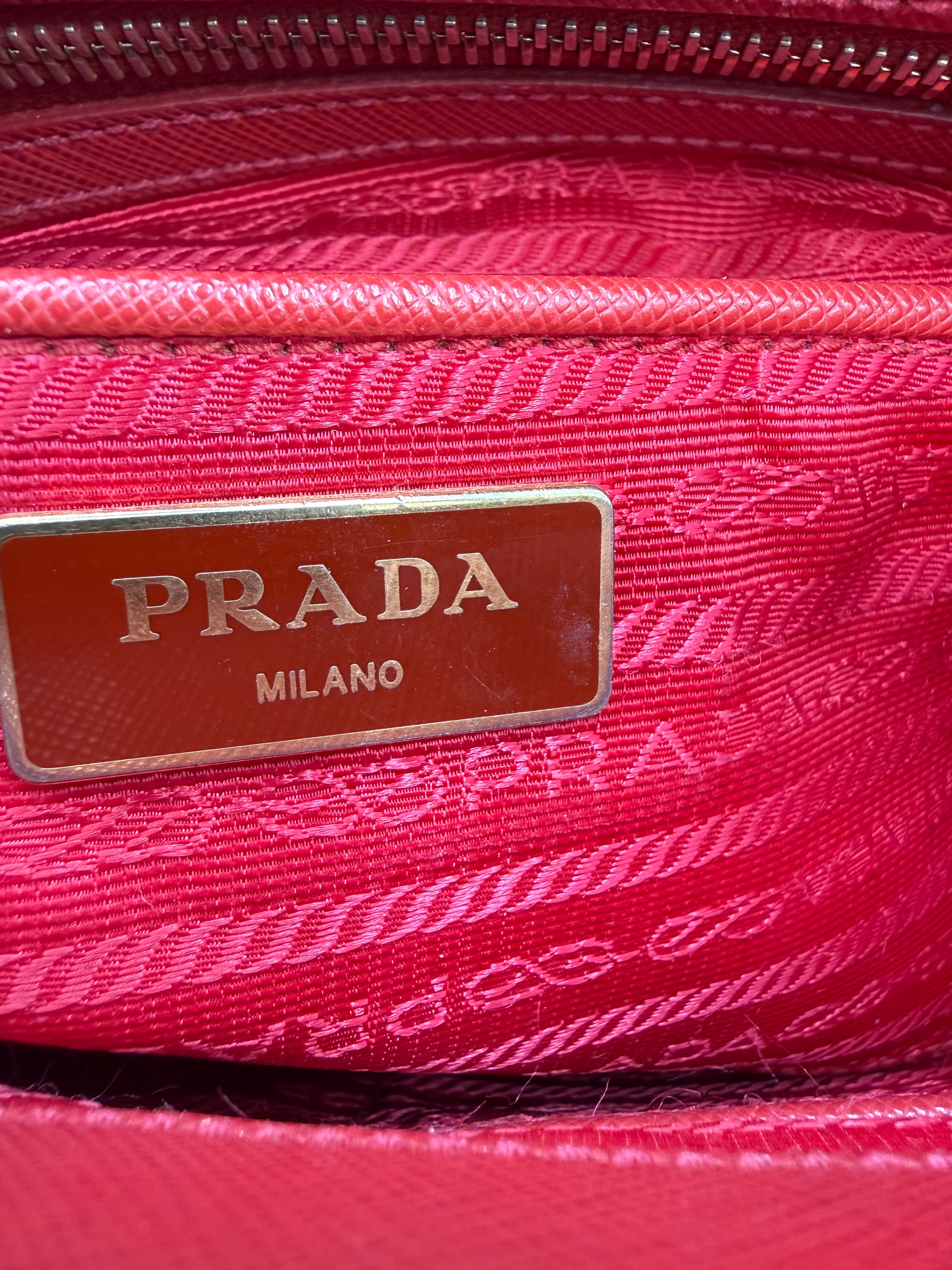 Prada Saffiano Lux Galleria Tote Bag - Red Leather (Pre-owned)