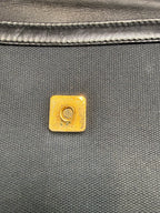 Gucci Vintage Square G Flap Shoulder Bag in Black Canvas and Leather