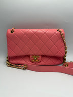 Chanel Small Flap Bag in Coral Pink Lambskin Leather