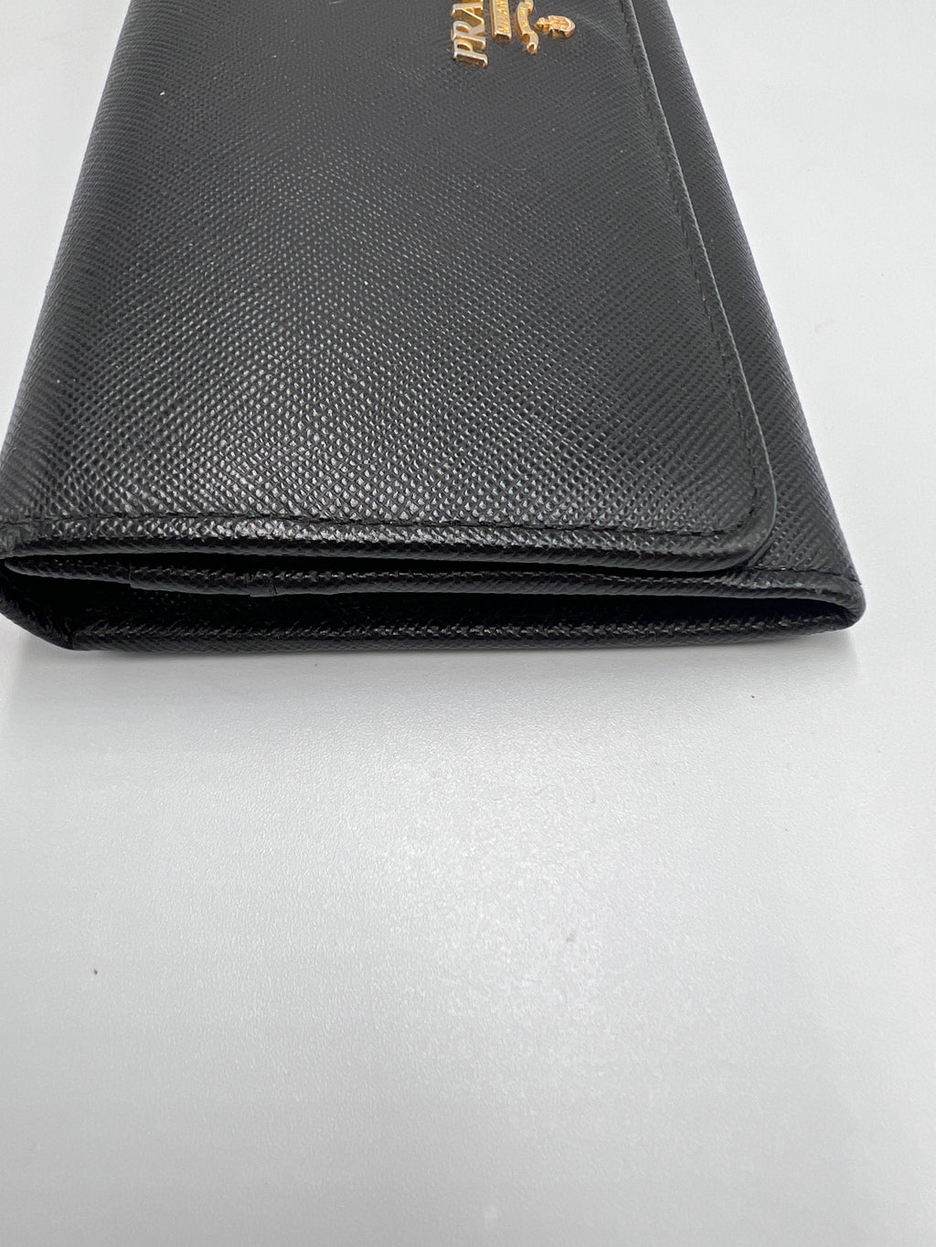 Prada Saffiano Metal Leather Continental Flap Wallet in Black (Nero)