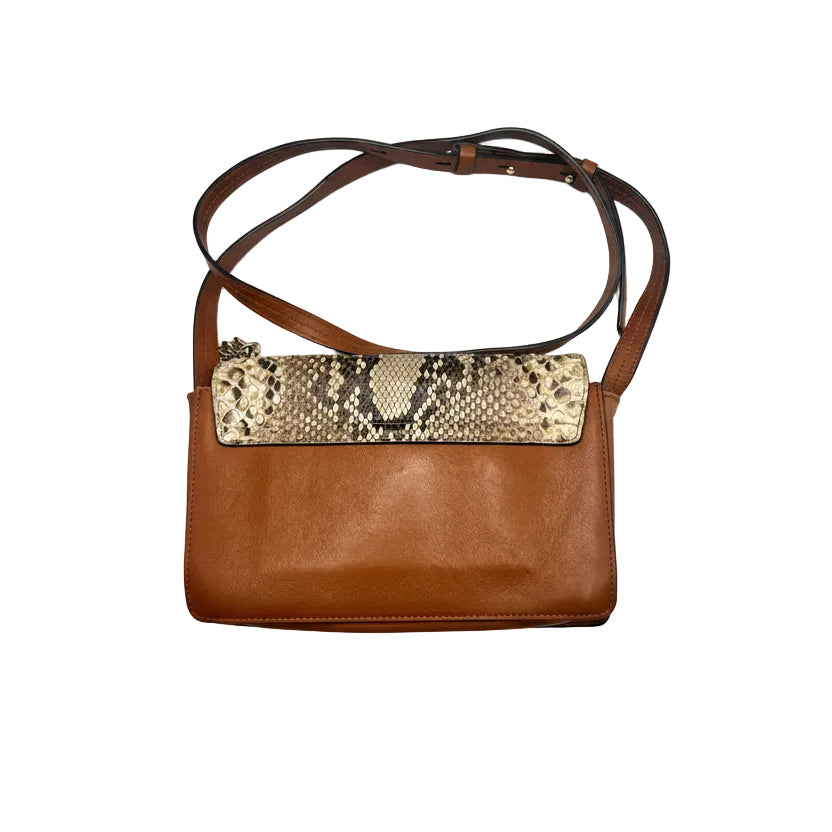 Chloé Small Faye Suede & Python-Effect Shoulder Bag Moka Brown