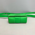 Bottega Veneta Candy Cassette Belt Bag in Parakeet Green Intreccio Leather