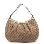 Gucci Sukey Shoulder Bag in GG Canvas with White Leather Trim