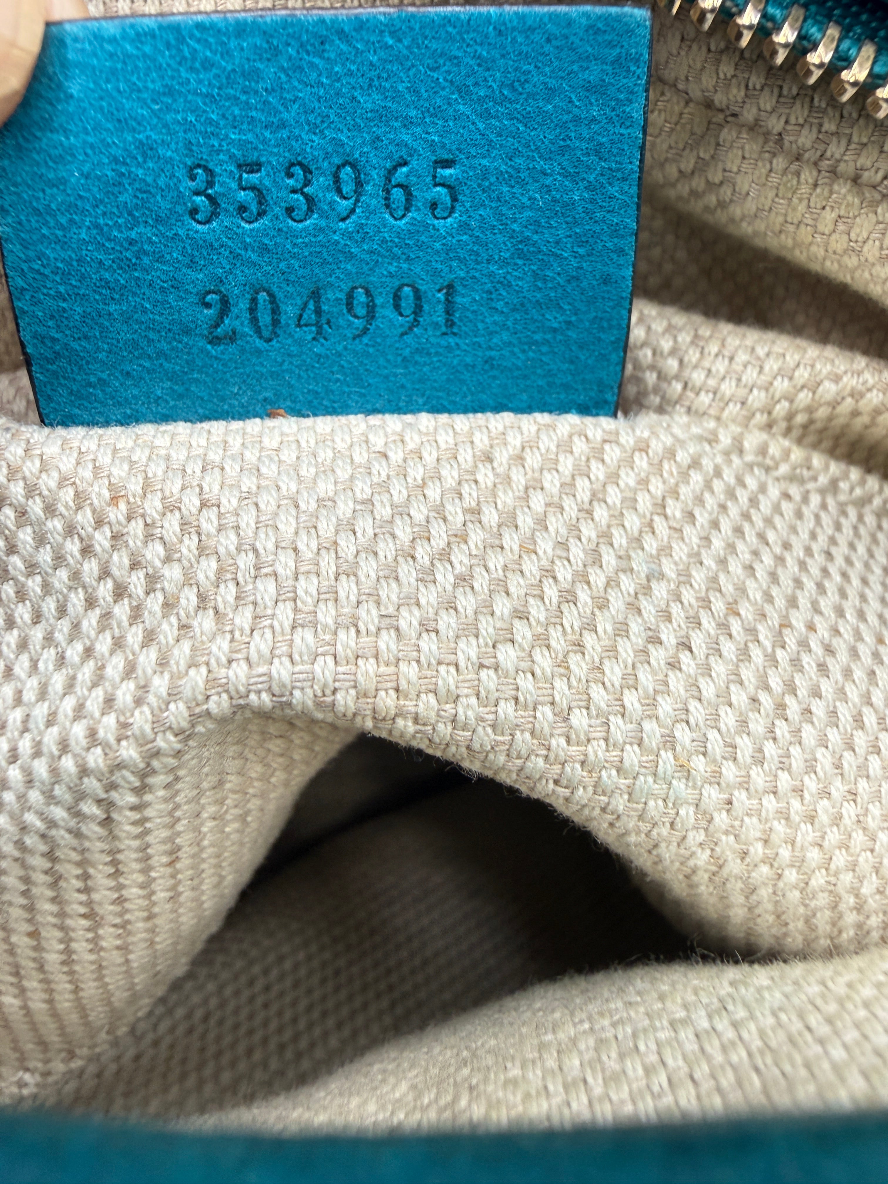 Gucci Soho Disco Bag in Blue Pebbled Suede Leather