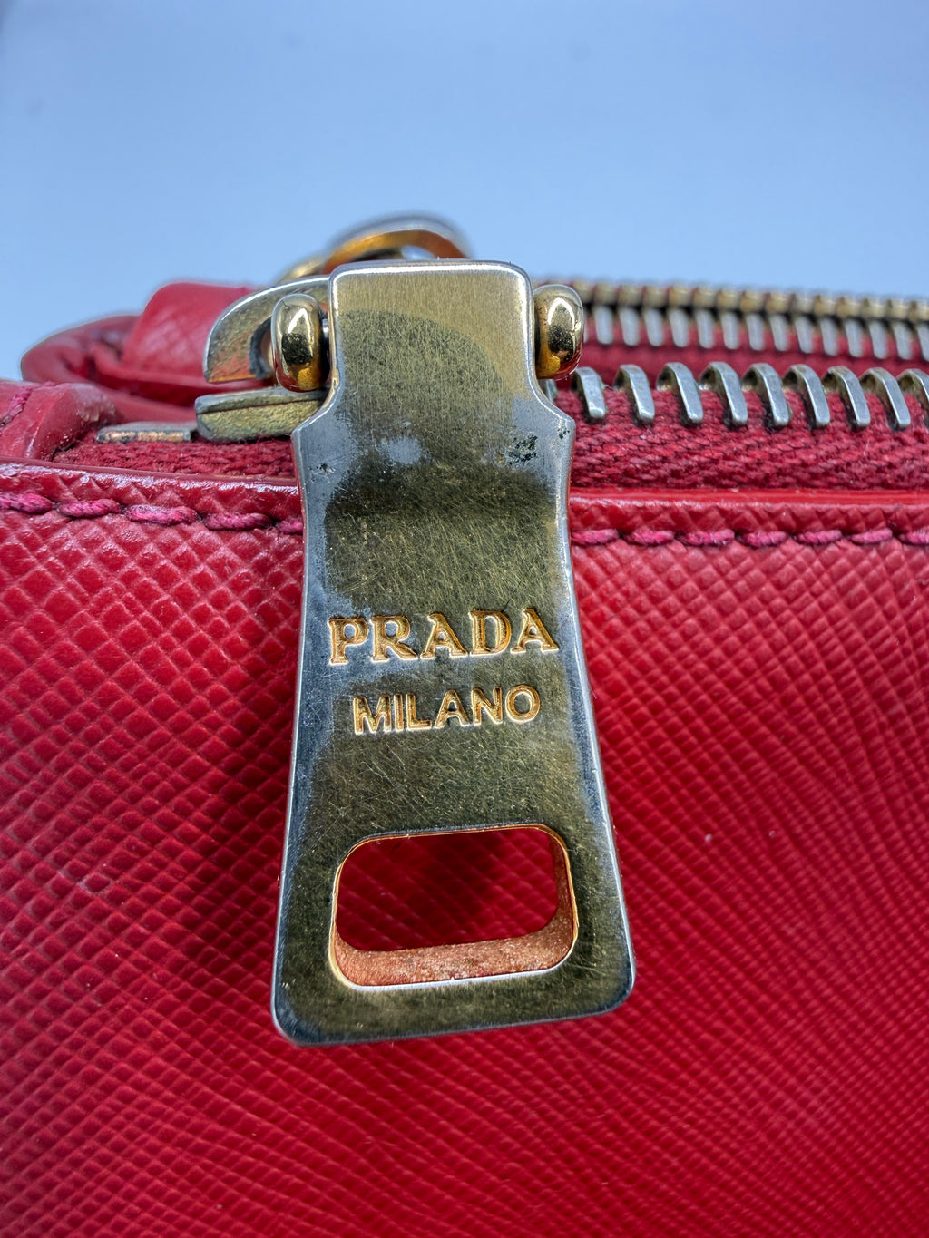 Prada Saffiano Lux Galleria Tote Bag - Red Leather (Pre-owned)