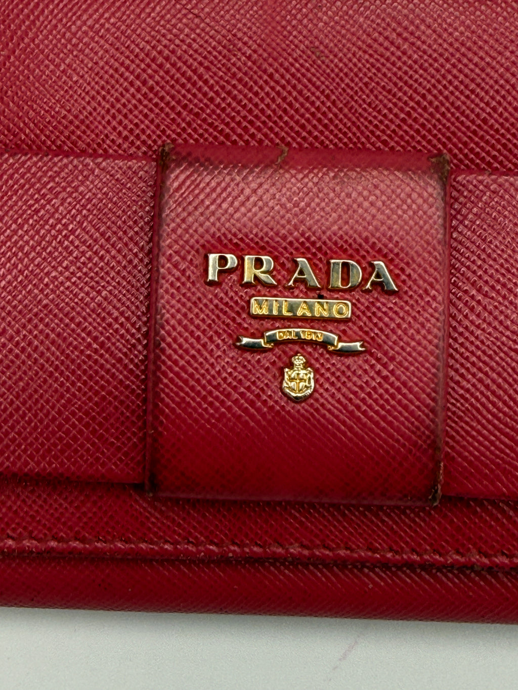 Prada Vitello Move Continental Flap Wallet in Rosso Red