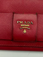 Prada Vitello Move Continental Flap Wallet in Rosso Red