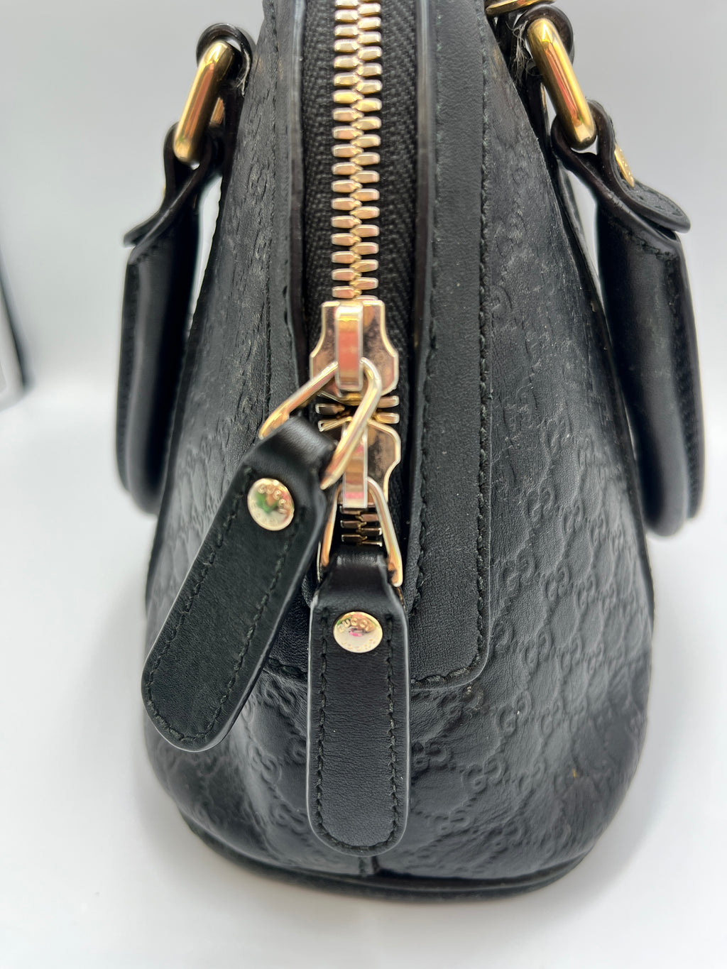 Gucci Guccissima Black Leather Dome Bag