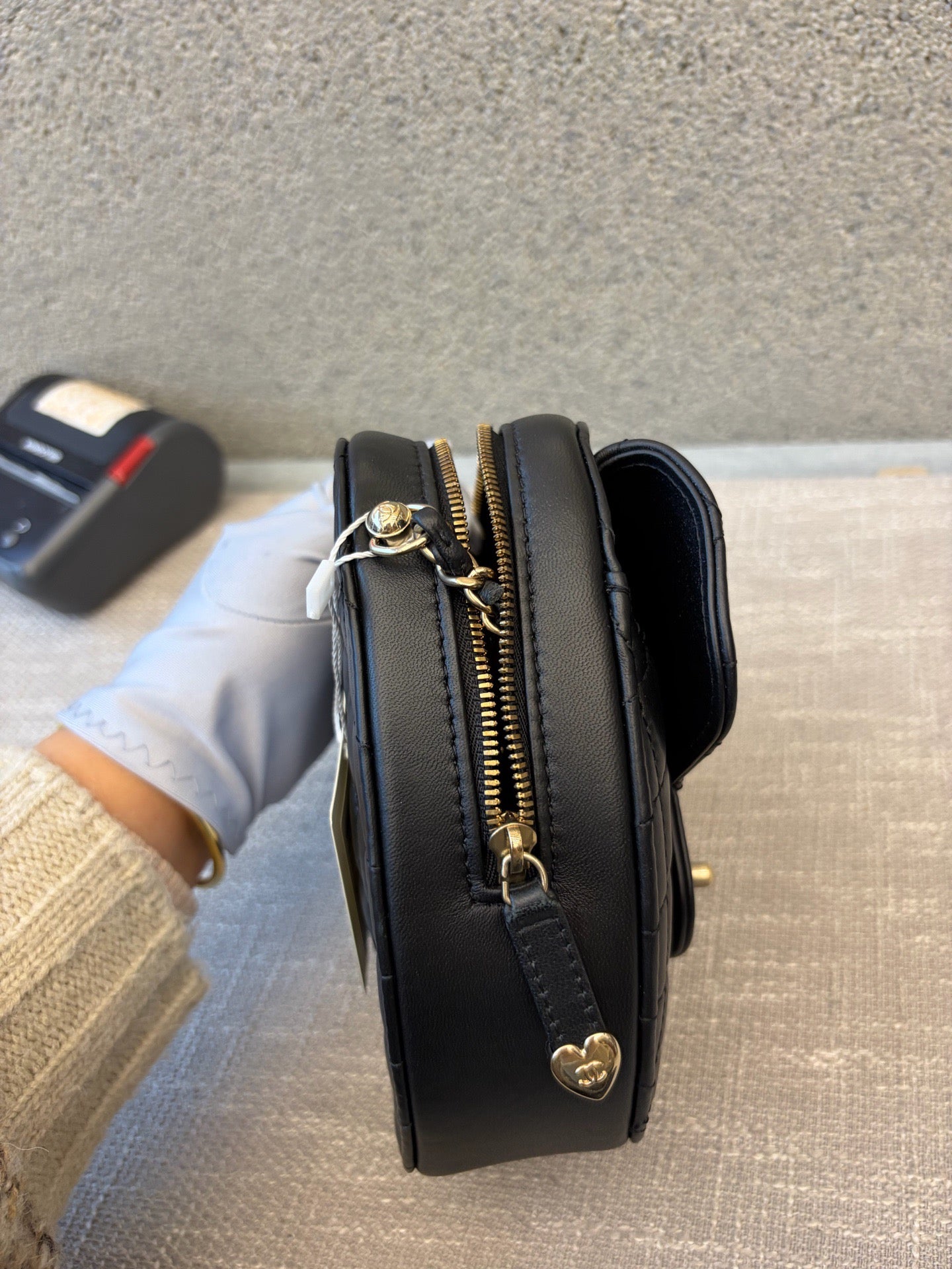 Chanel CC In Love Heart Belt Bag in Black Quilted Lambskin with Gold-Tone Hardware