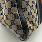 Gucci Vintage Web Boston Bag – Navy GG Canvas – Authentic Pre-owned Sherry Line Satchel