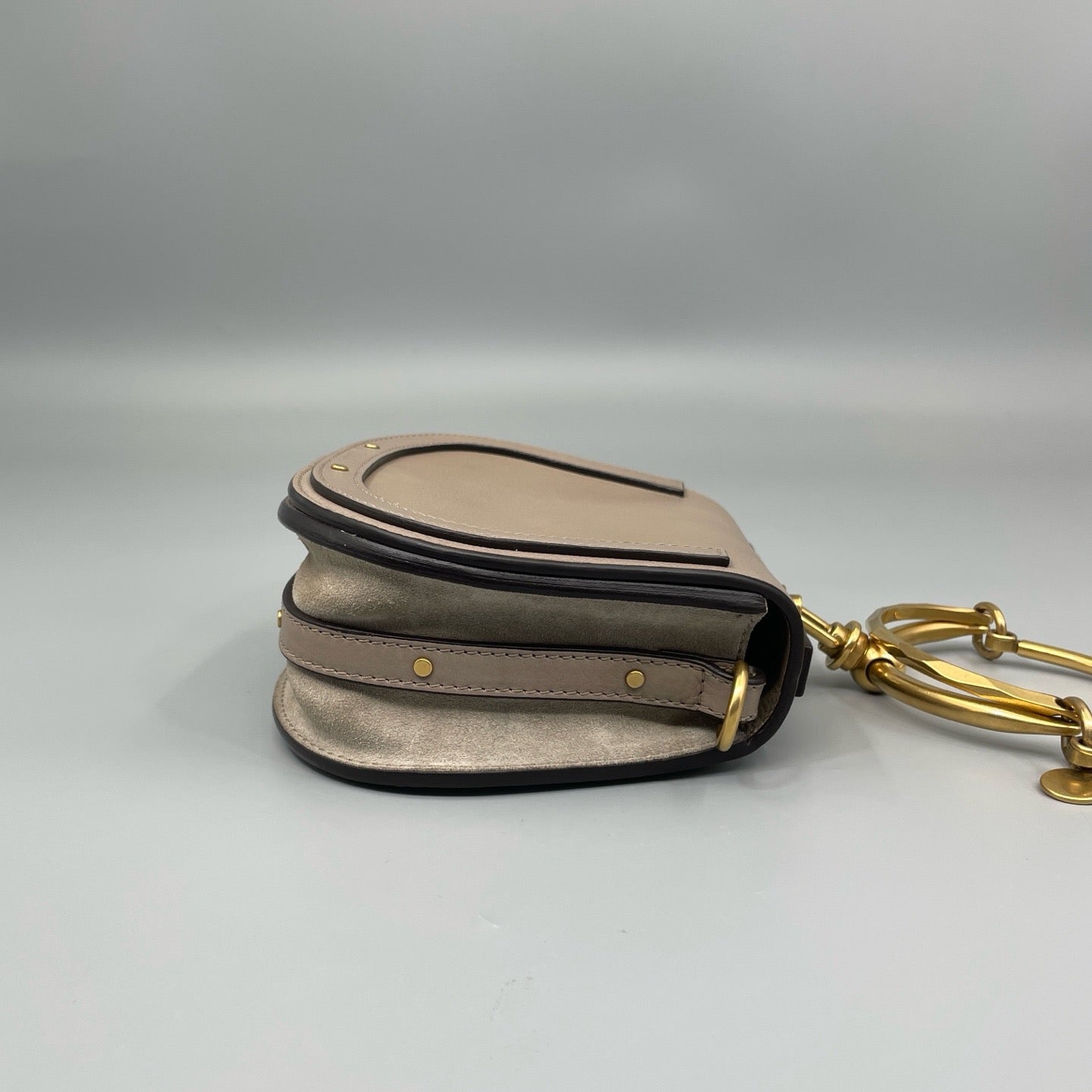 Chloé Small Nile Bracelet Bag in Motty Grey Calfskin & Suede