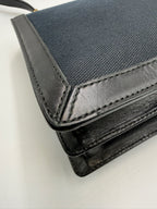 Gucci Vintage Square G Flap Shoulder Bag in Black Canvas and Leather