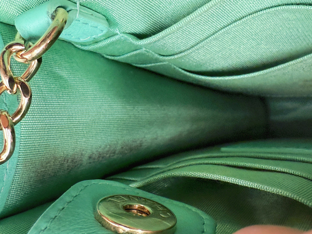 Chanel Green Tweed Clutch Crossbody Bag
