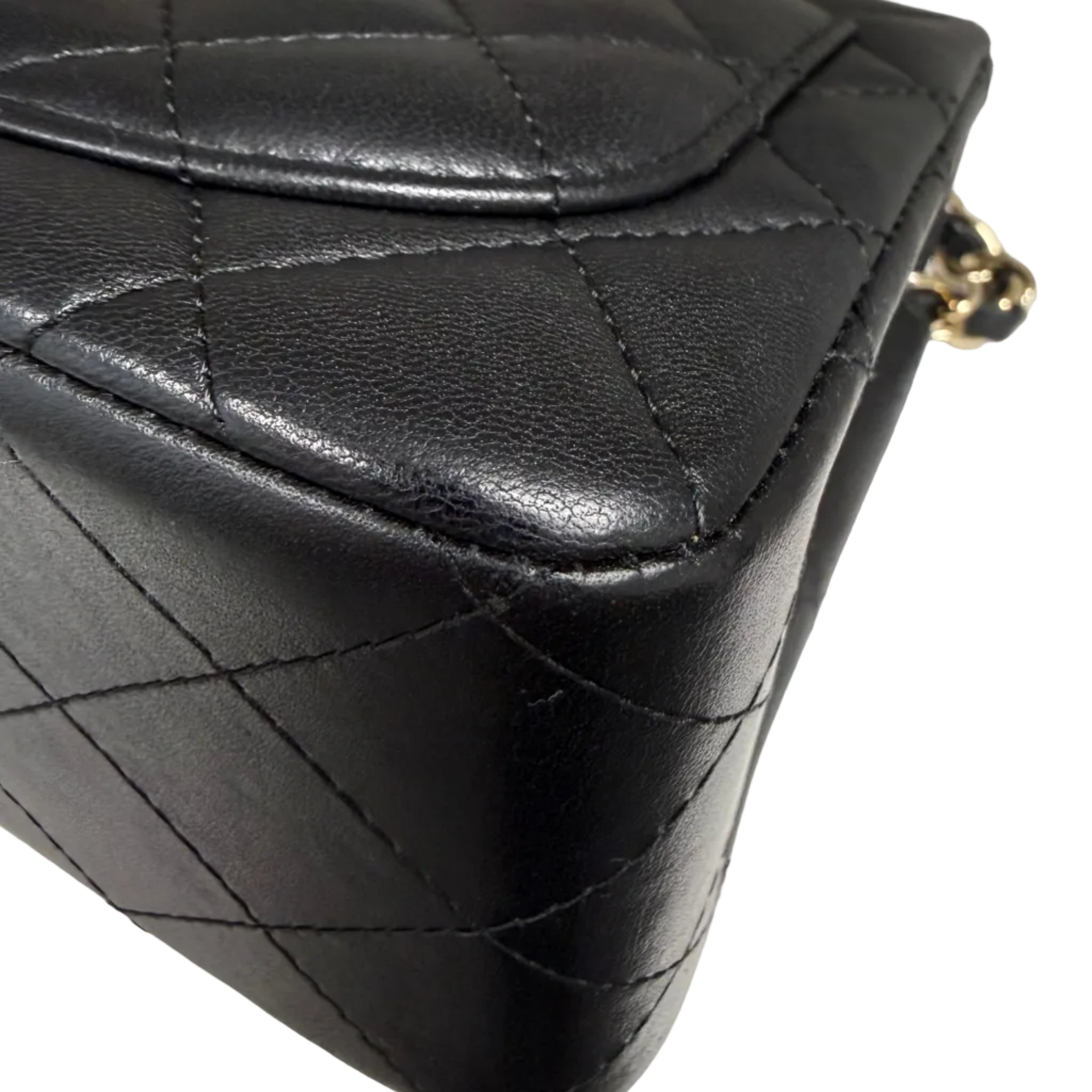 Chanel Classic Square Mini Flap Bag in Black Lambskin with Gold Hardware