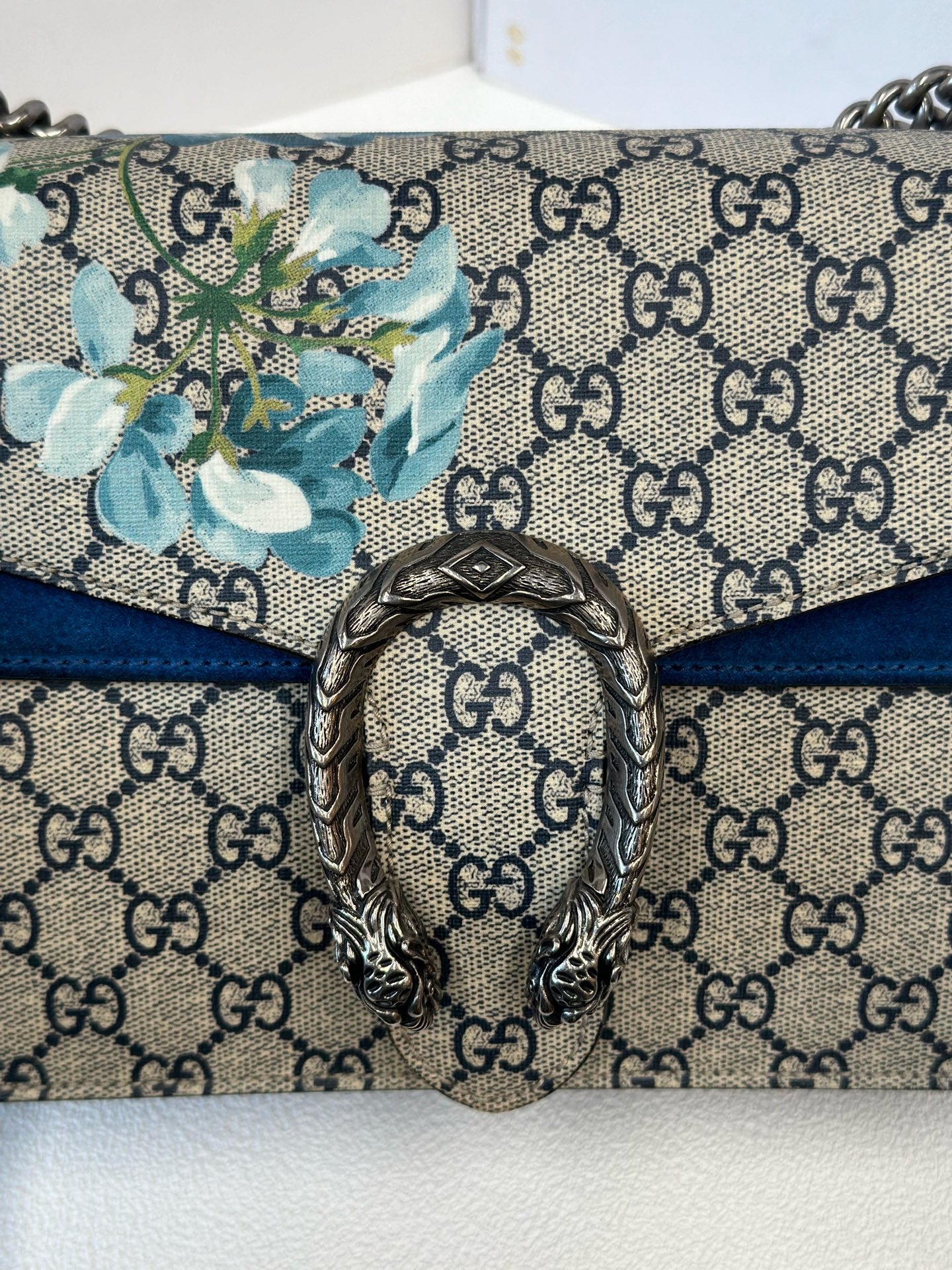 Gucci Dionysus GG Supreme Blooms Medium Shoulder Bag Blue