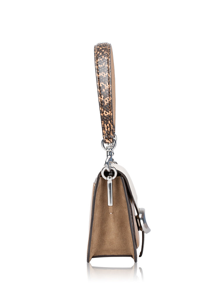 Coach Tabby Shoulder Bag 26 – Chalk & Taupe Leather with Snakeskin Trim