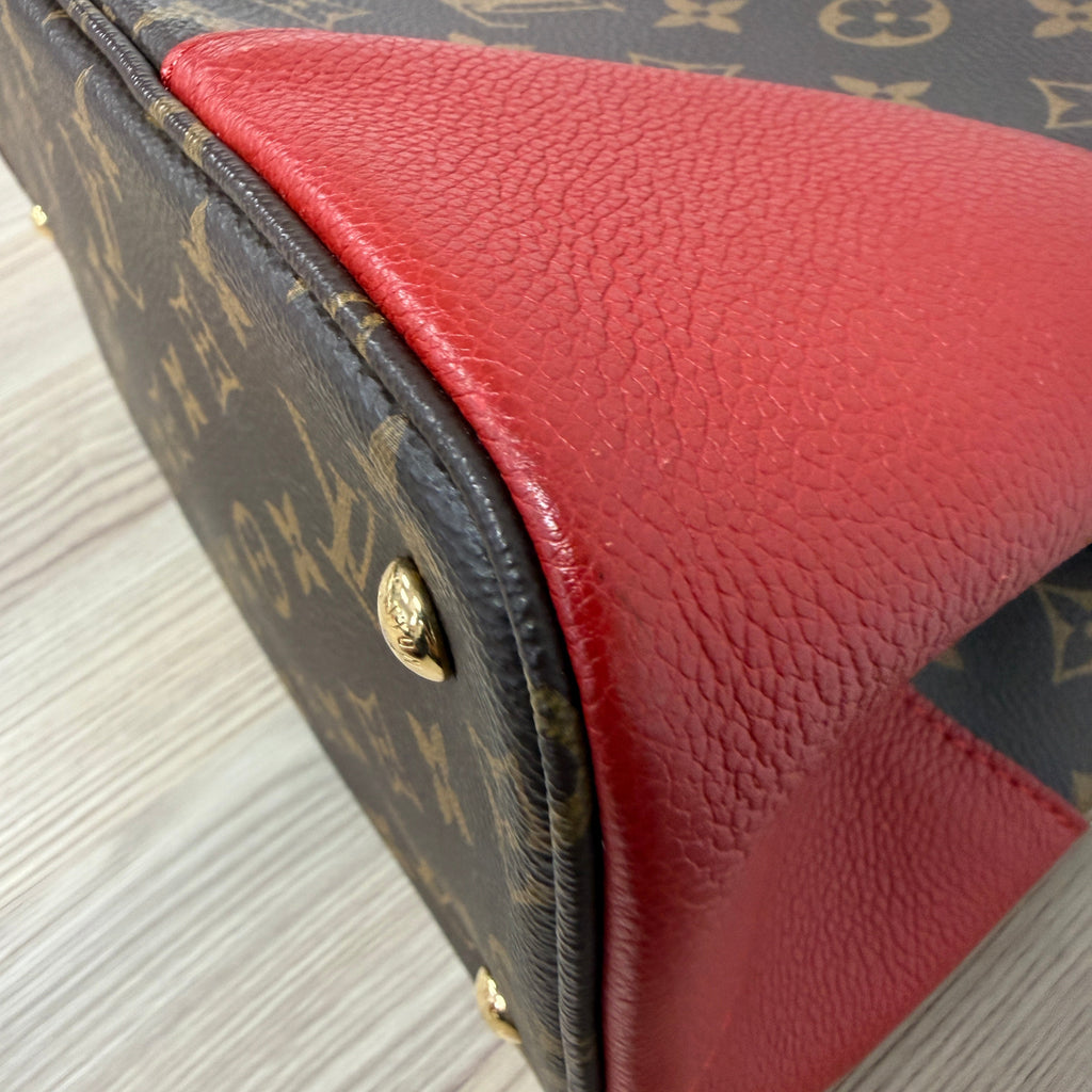 Louis Vuitton Flandrin Bag in Monogram Canvas and Red Calfskin