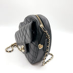 Chanel CC In Love Heart Belt Bag in Black Quilted Lambskin with Gold-Tone Hardware