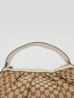 Gucci Sukey Shoulder Bag in GG Canvas with White Leather Trim