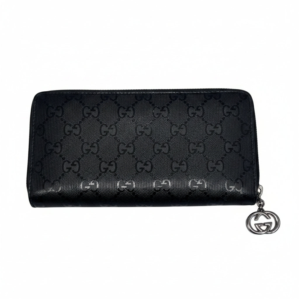 Gucci Guccissima Zip Around Wallet Black Leather