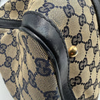 Gucci Vintage Web Boston Bag – Navy GG Canvas – Authentic Pre-owned Sherry Line Satchel