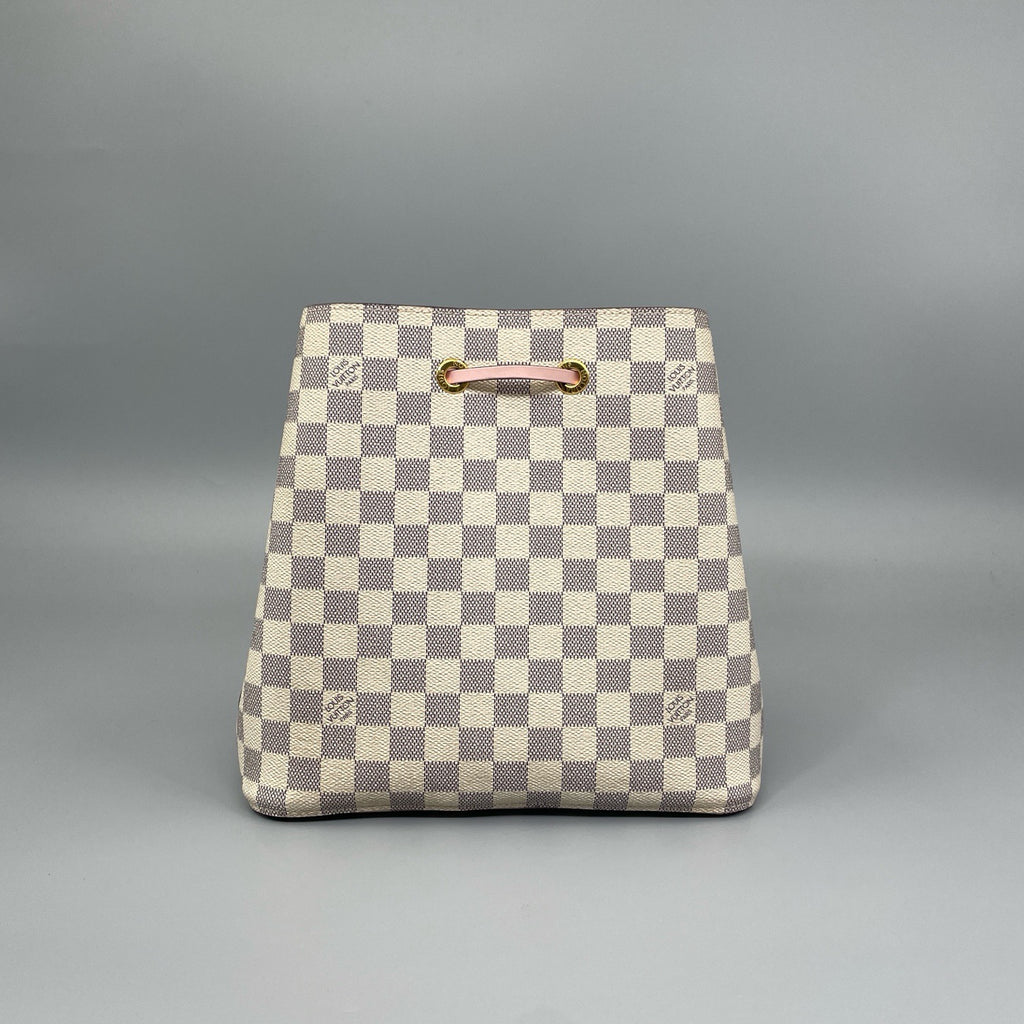 Louis Vuitton NeoNoe MM Damier Azur Bucket Bag with Rose Ballerine Trim