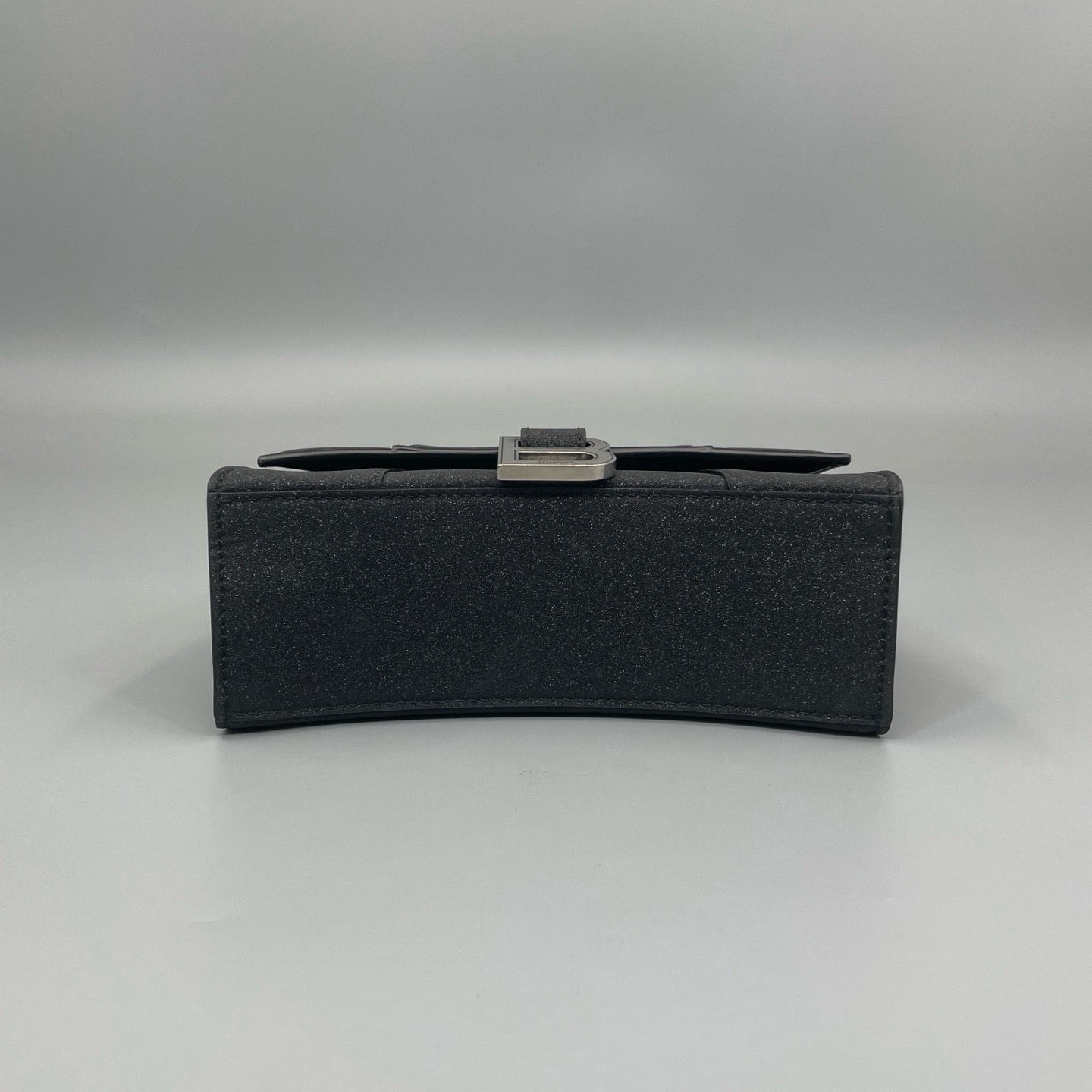 Balenciaga Hourglass XS Top Handle Bag in Black Suede with Silver Hardware