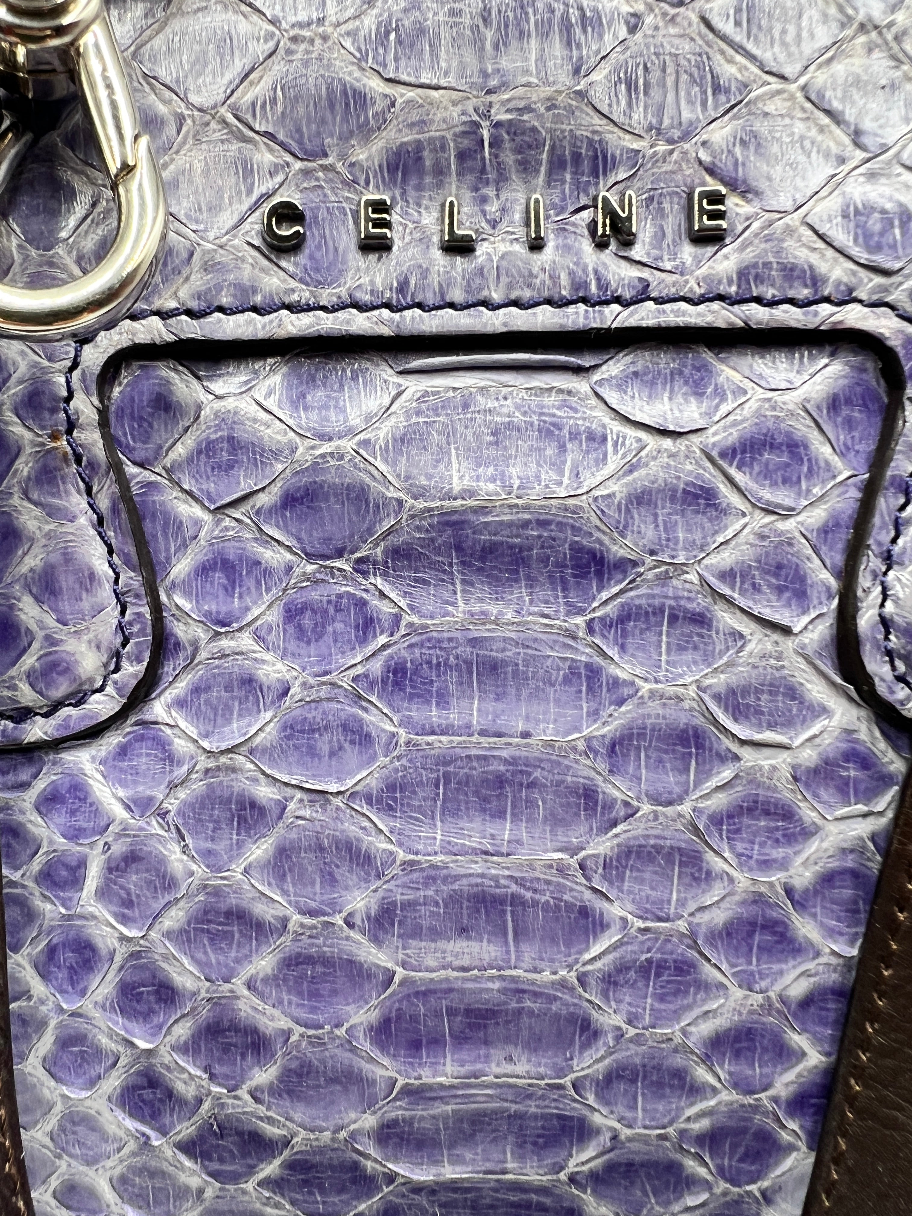 Céline Purple Python Convertible Satchel Bag