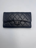 Chanel Classic Quilted Lambskin Flap Long Wallet Black