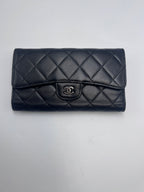 Chanel Classic Quilted Lambskin Flap Long Wallet Black