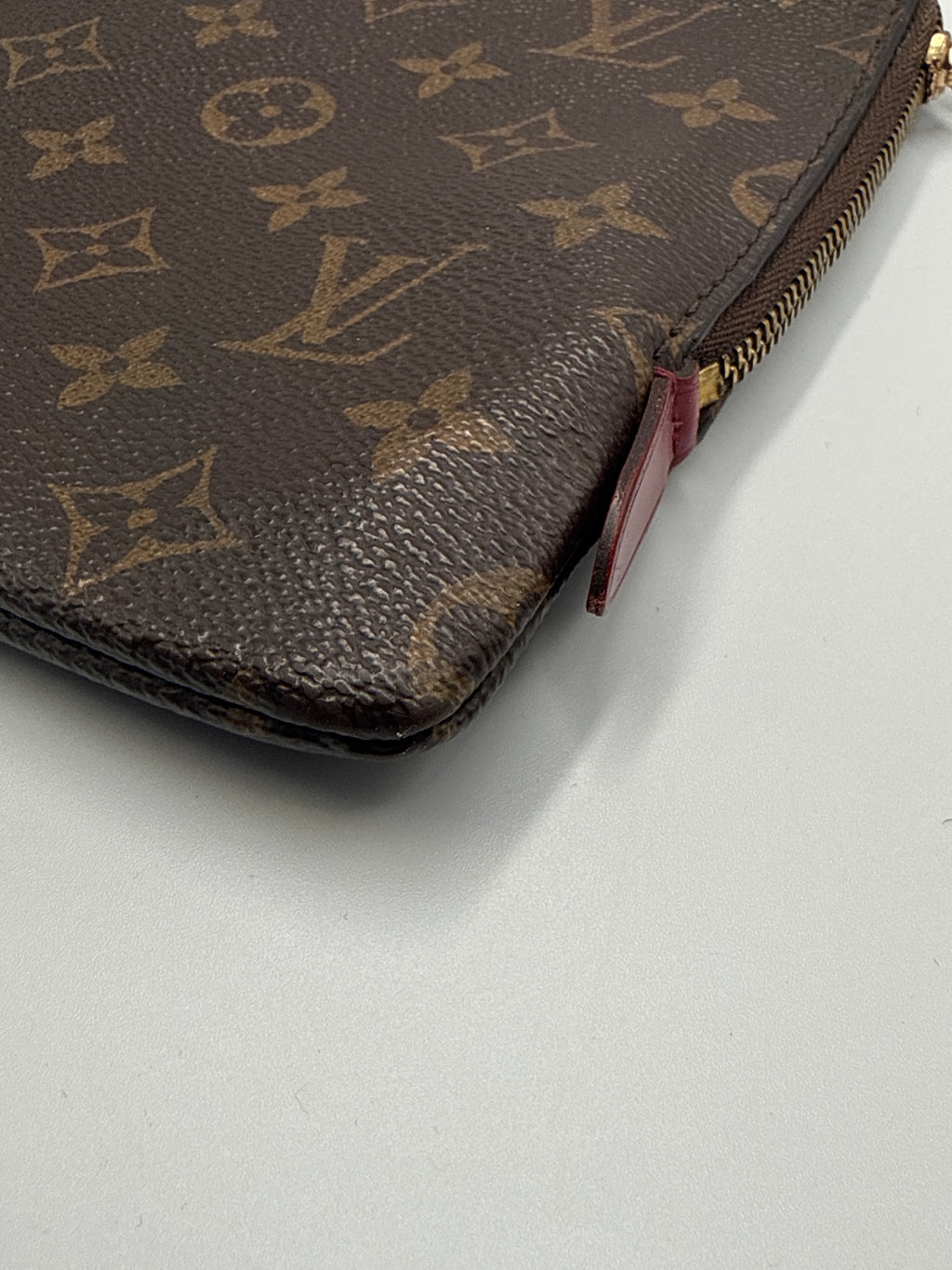 Vintage Louis Vuitton Monogram Pouch - Toiletry Case with Red Interior