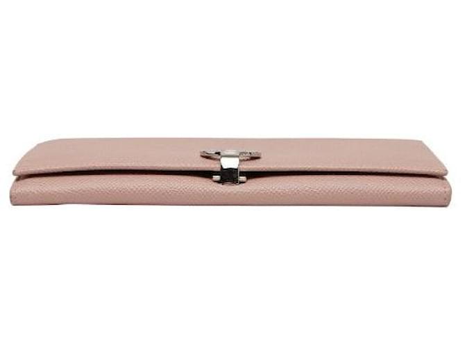 Bvlgari Bulgari Continental Long Wallet in Pink Grain Leather