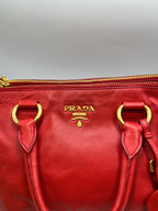Prada Red Vitello Shine Leather Tote Bag