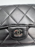 Chanel Classic Quilted Lambskin Flap Long Wallet Black