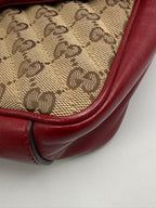 Gucci GG Marmont Small Shoulder Bag in Original GG Canvas with Red Leather Trim