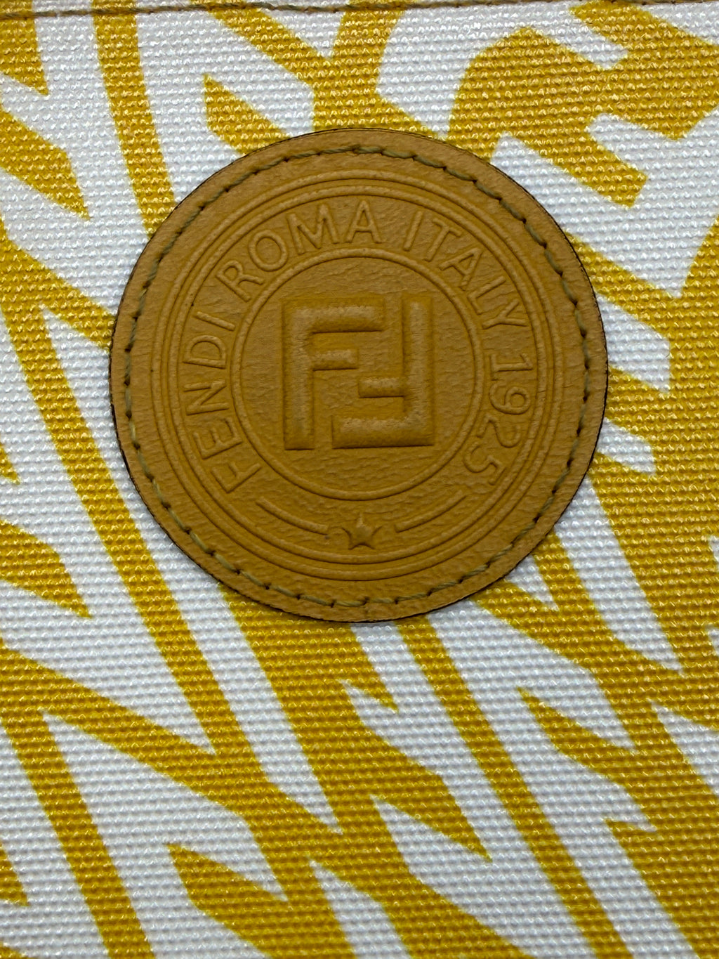 Pre-owned Fendi Yellow & White Vertigo Canvas Pouch
