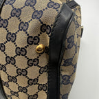 Gucci Vintage Web Boston Bag – Navy GG Canvas – Authentic Pre-owned Sherry Line Satchel