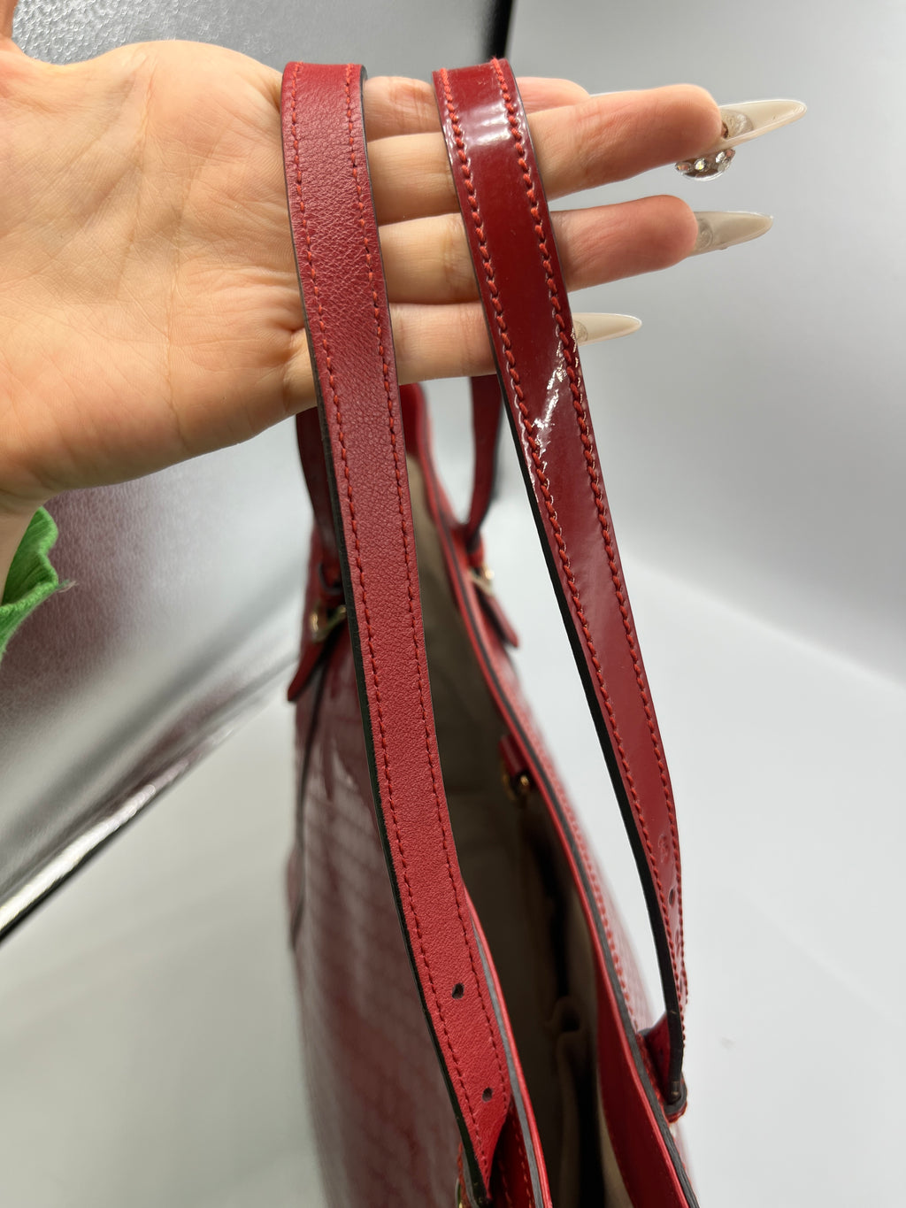 Gucci Red Guccissima Patent Leather Tote Bag