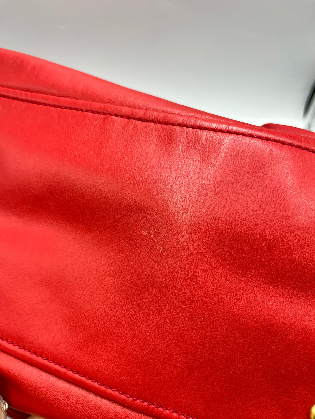 Prada Red Vitello Shine Leather Tote Bag